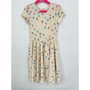 Dotdotsmile Girls Dress Size 5/6 Cream Multi Color Doodle Print New With Tags